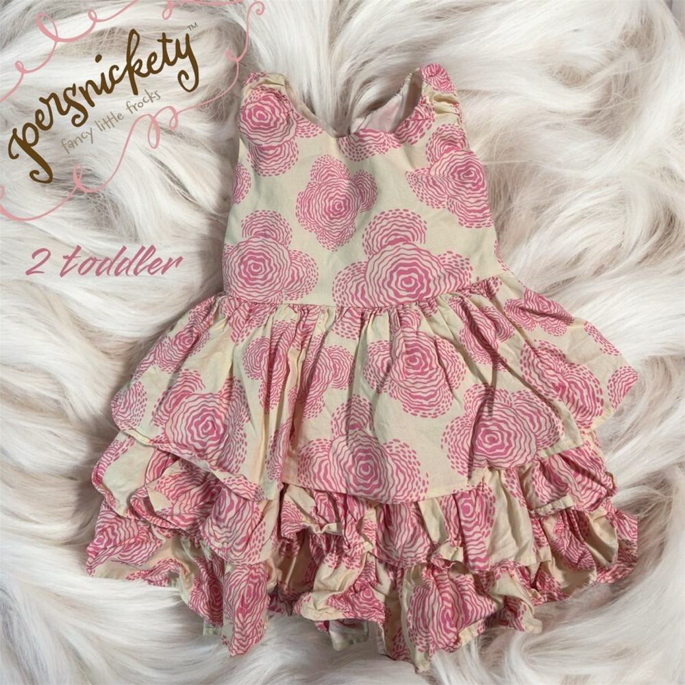 Persnickety Toddler Dress with Pink Floral Pattern. Easter HTF size 2 toddler.
